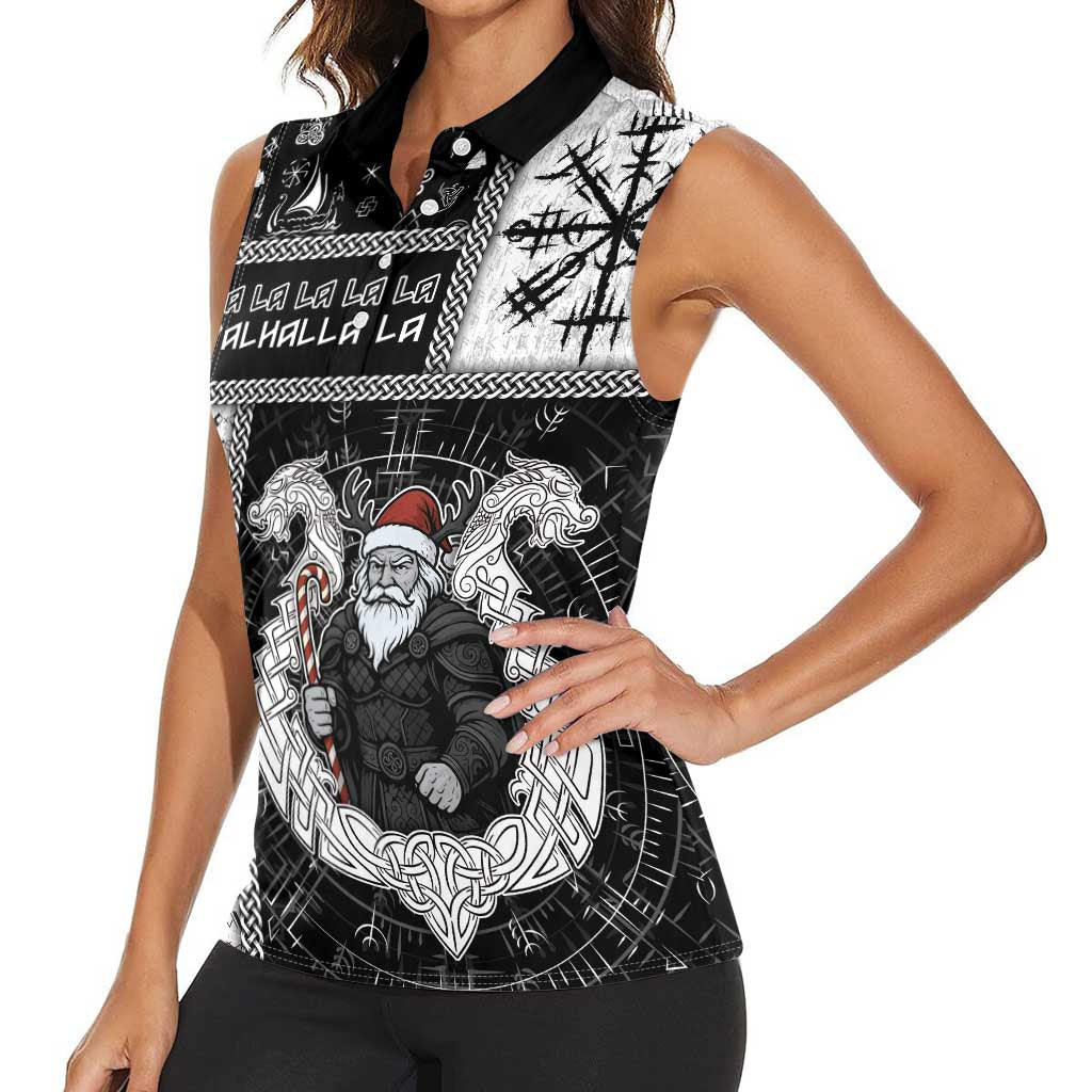 Vikings Christmas Women Sleeveless Polo Shirt Fa La La La Valhalla La - Wonder Print Shop