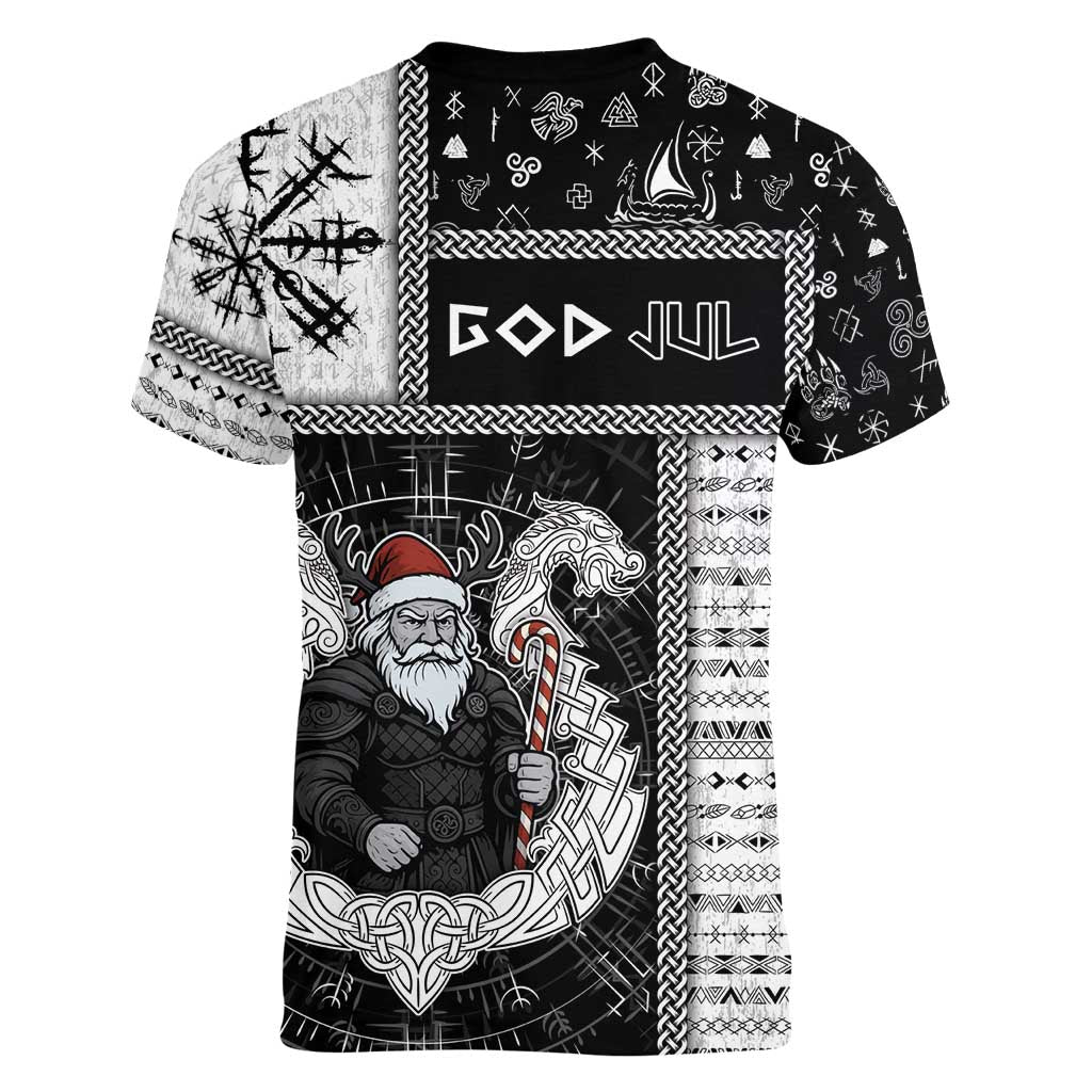 Vikings Christmas Women V-Neck T-Shirt Fa La La La Valhalla La - Wonder Print Shop