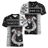 Vikings Christmas Women V-Neck T-Shirt Fa La La La Valhalla La - Wonder Print Shop
