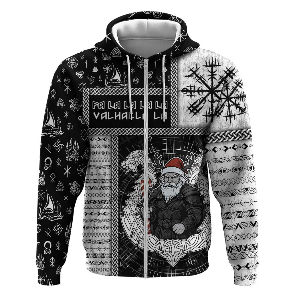 Vikings Christmas Zip Hoodie Fa La La La Valhalla La - Wonder Print Shop