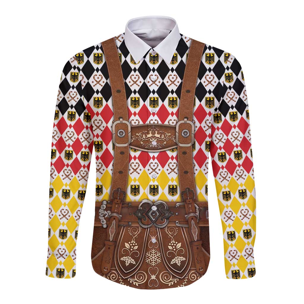 Germany Christmas Long Sleeve Button Shirt Lederhosen Xmas Style - Wonder Print Shop