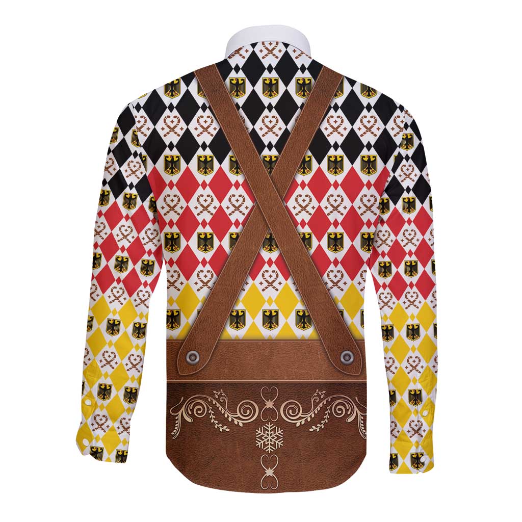 Germany Christmas Long Sleeve Button Shirt Lederhosen Xmas Style - Wonder Print Shop