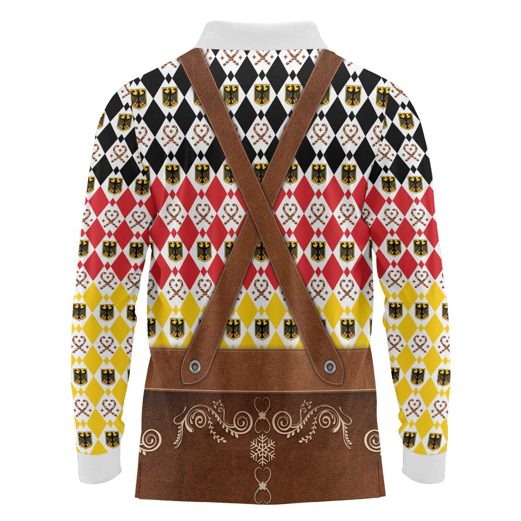 Germany Christmas Long Sleeve Polo Shirt Lederhosen Xmas Style - Wonder Print Shop