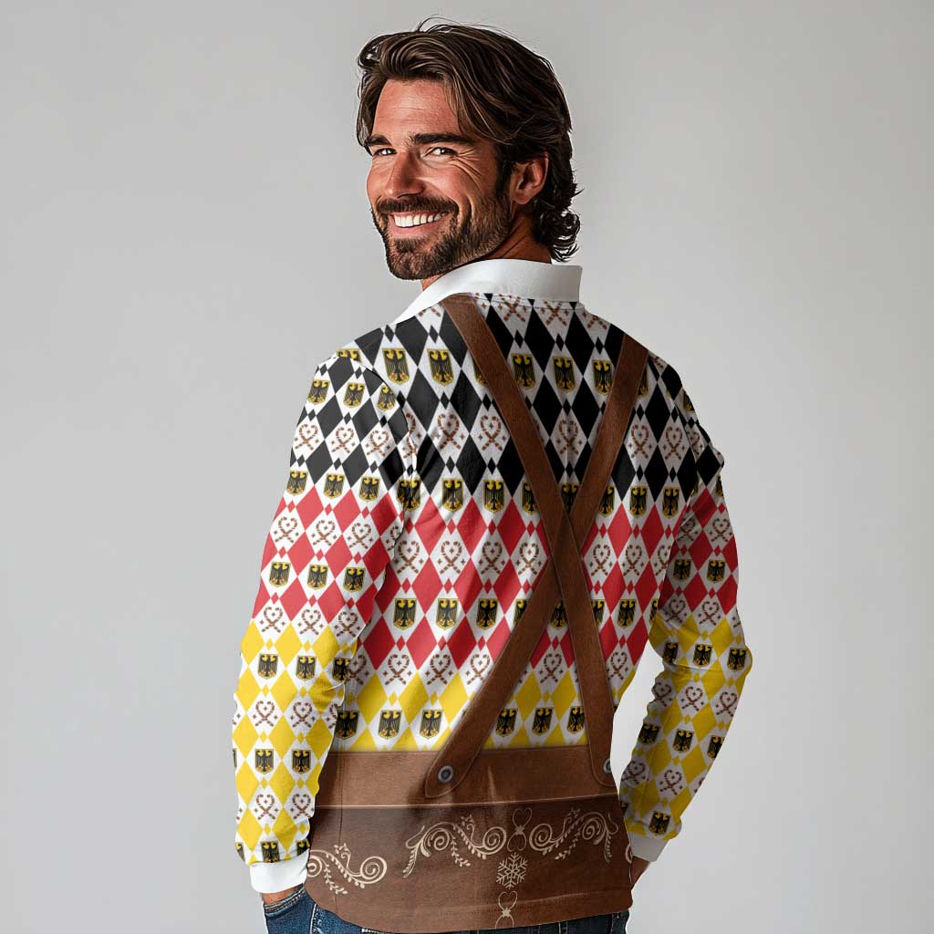 Germany Christmas Long Sleeve Polo Shirt Lederhosen Xmas Style - Wonder Print Shop