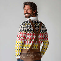 Germany Christmas Long Sleeve Polo Shirt Lederhosen Xmas Style - Wonder Print Shop