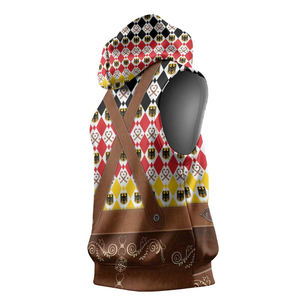 Germany Christmas Sleeveless Hoodie Lederhosen Xmas Style - Wonder Print Shop