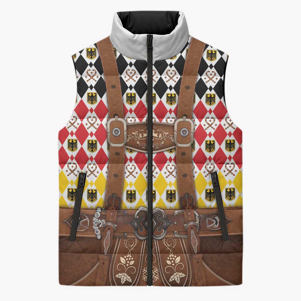 Germany Christmas Sleeveless Puffer Jacket Lederhosen Xmas Style - Wonder Print Shop