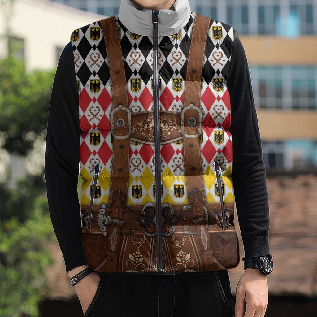 Germany Christmas Sleeveless Puffer Jacket Lederhosen Xmas Style - Wonder Print Shop