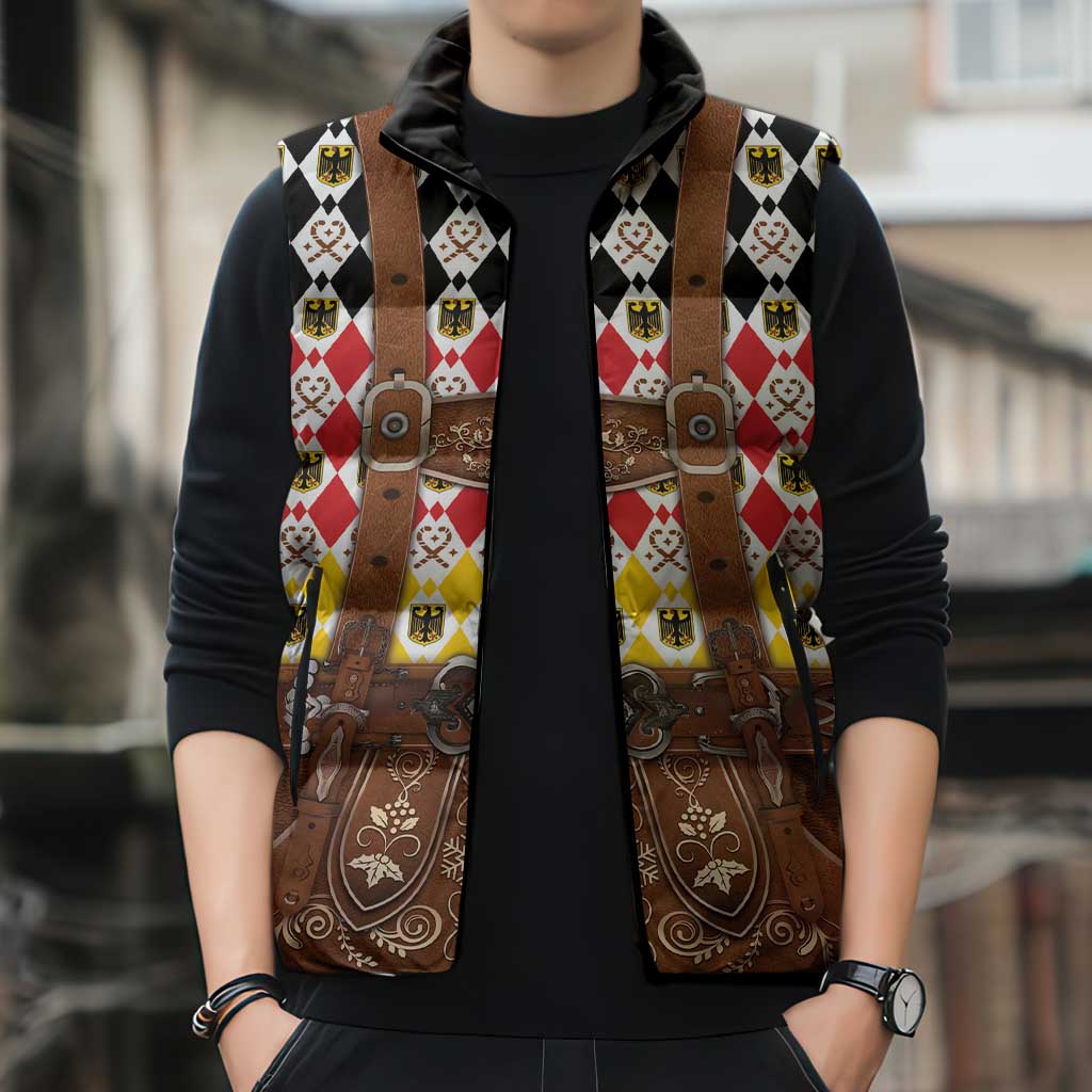 Germany Christmas Sleeveless Puffer Jacket Lederhosen Xmas Style - Wonder Print Shop