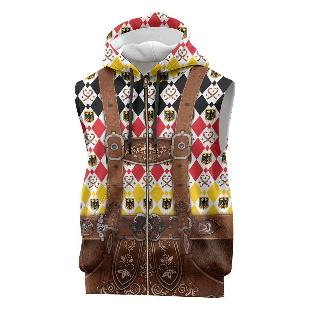 Germany Christmas Sleeveless Zip Hoodie Lederhosen Xmas Style - Wonder Print Shop
