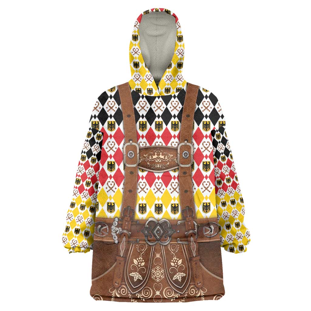 Germany Christmas Wearable Blanket Hoodie Lederhosen Xmas Style - Wonder Print Shop