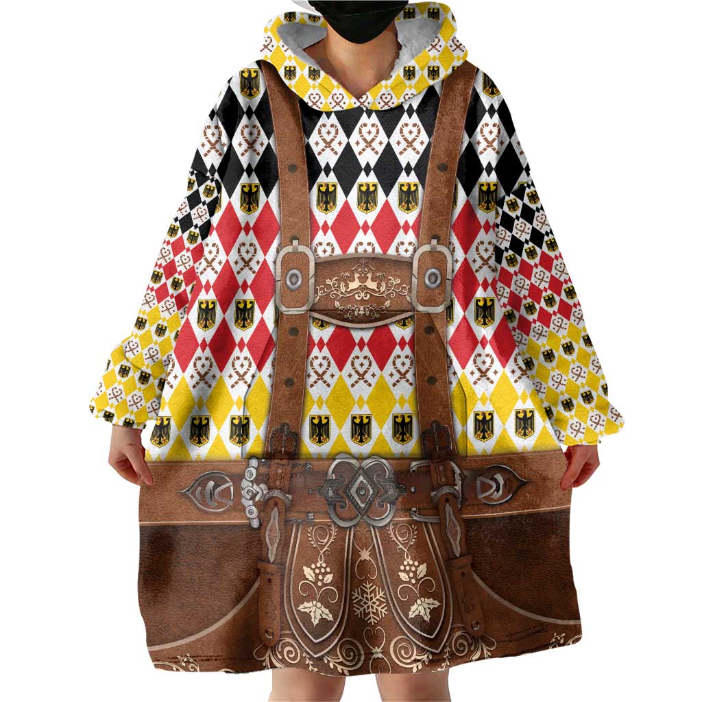 Germany Christmas Wearable Blanket Hoodie Lederhosen Xmas Style - Wonder Print Shop