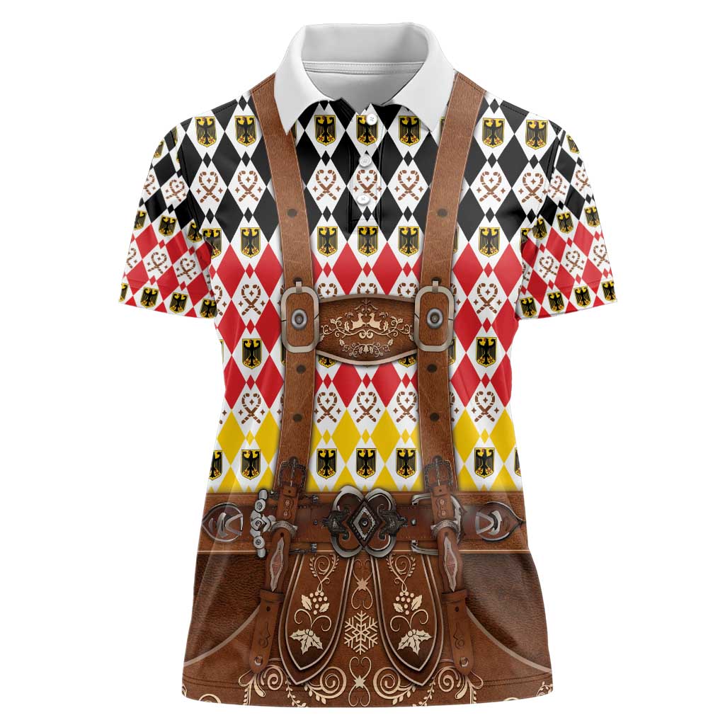 Germany Christmas Women Polo Shirt Lederhosen Xmas Style - Wonder Print Shop