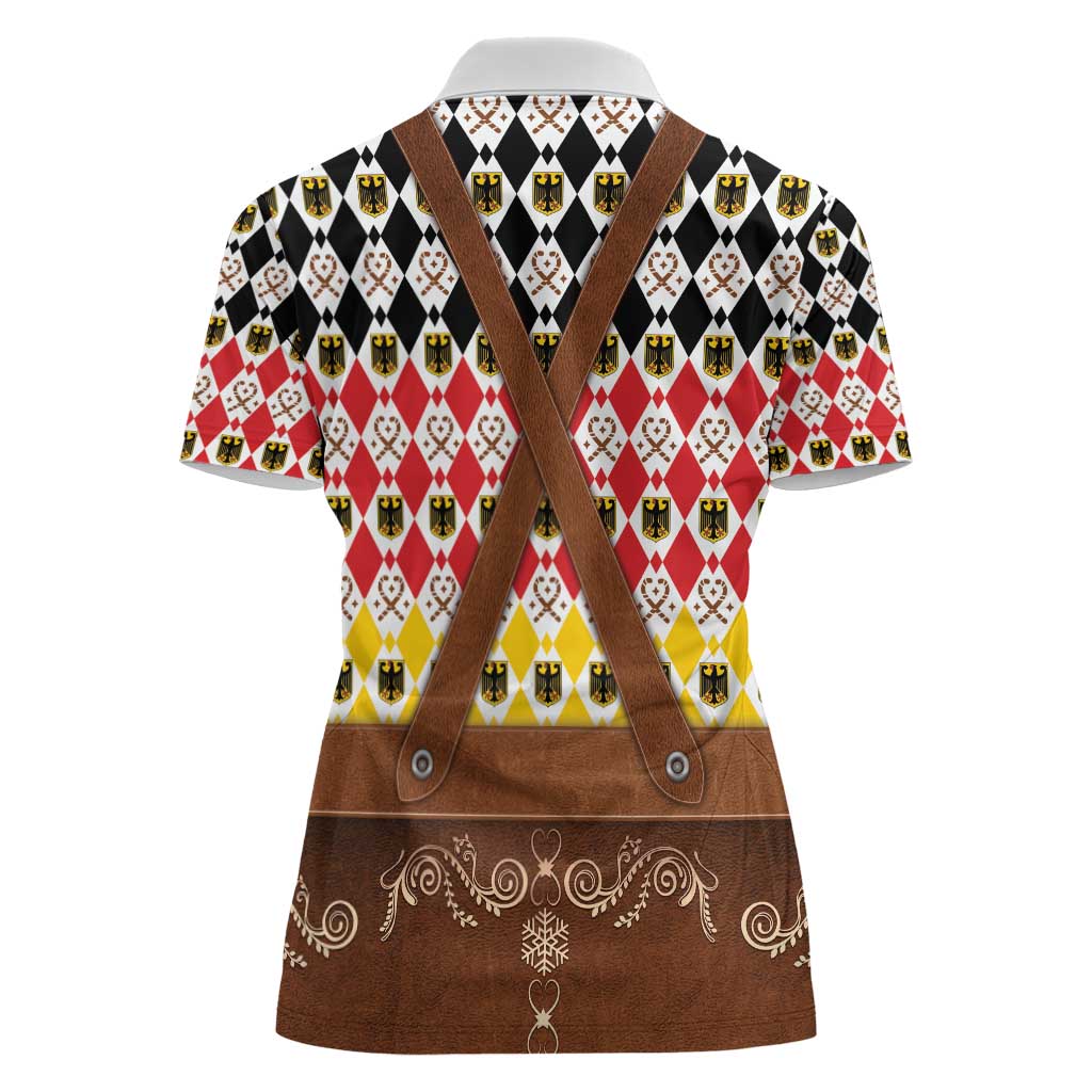 Germany Christmas Women Polo Shirt Lederhosen Xmas Style - Wonder Print Shop