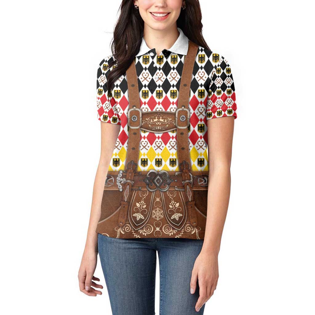 Germany Christmas Women Polo Shirt Lederhosen Xmas Style - Wonder Print Shop