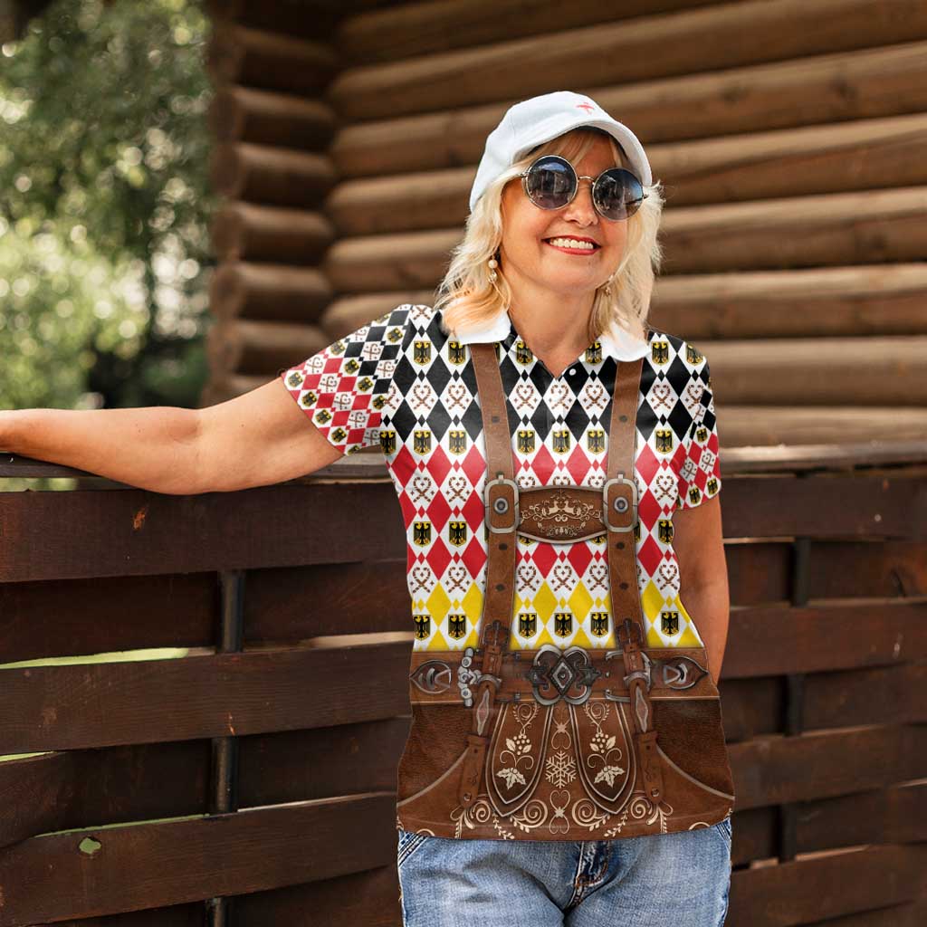 Germany Christmas Women Polo Shirt Lederhosen Xmas Style - Wonder Print Shop