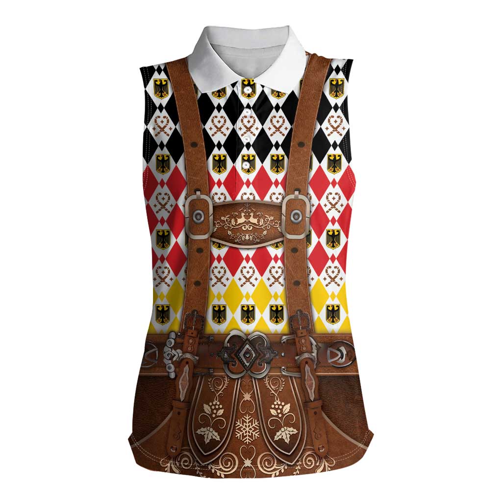 Germany Christmas Women Sleeveless Polo Shirt Lederhosen Xmas Style - Wonder Print Shop