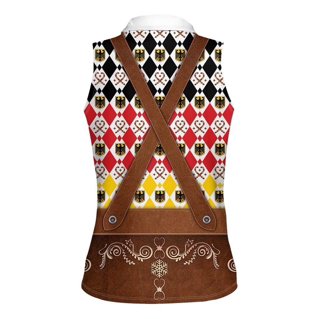 Germany Christmas Women Sleeveless Polo Shirt Lederhosen Xmas Style - Wonder Print Shop