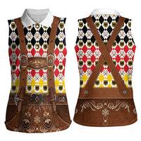 Germany Christmas Women Sleeveless Polo Shirt Lederhosen Xmas Style - Wonder Print Shop