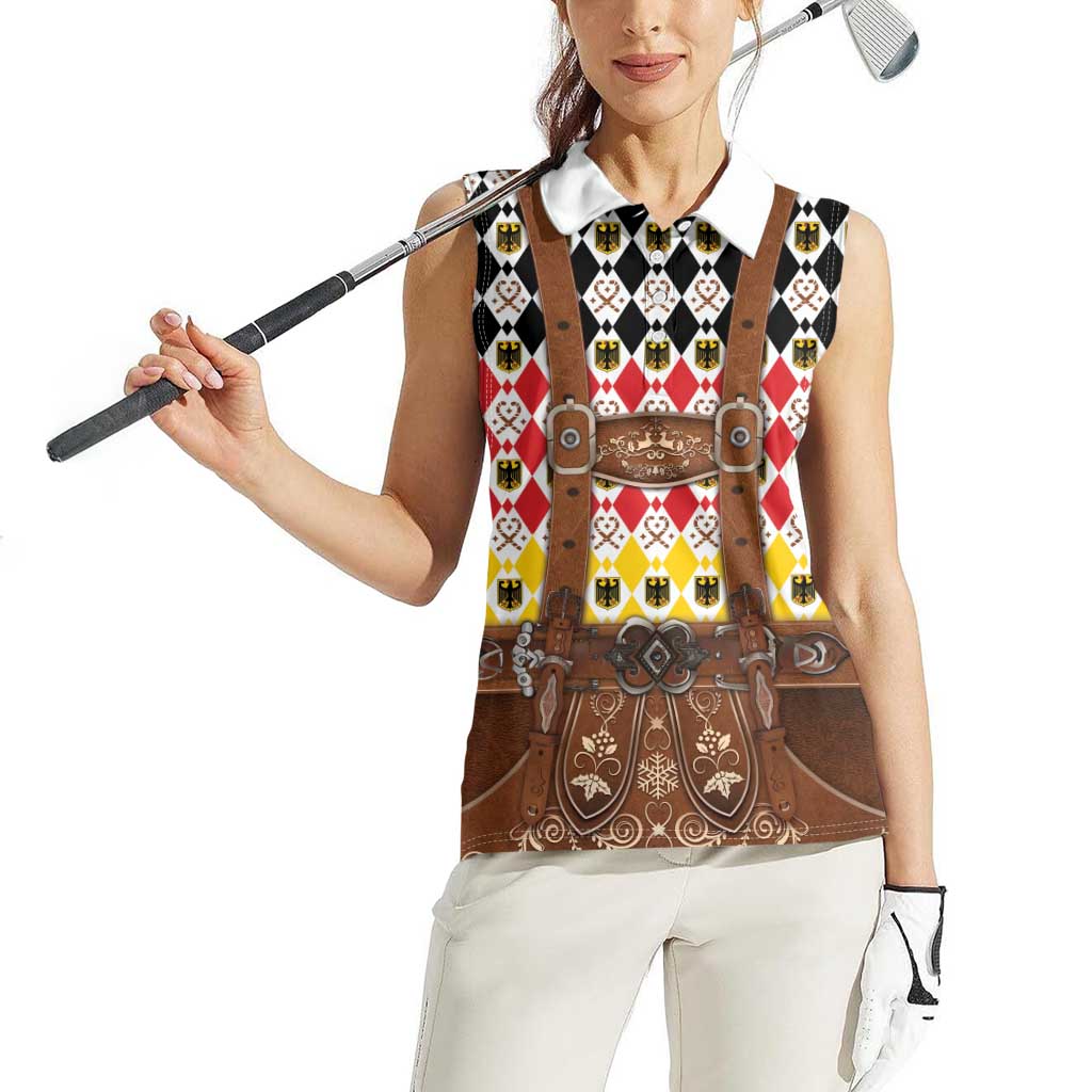 Germany Christmas Women Sleeveless Polo Shirt Lederhosen Xmas Style - Wonder Print Shop