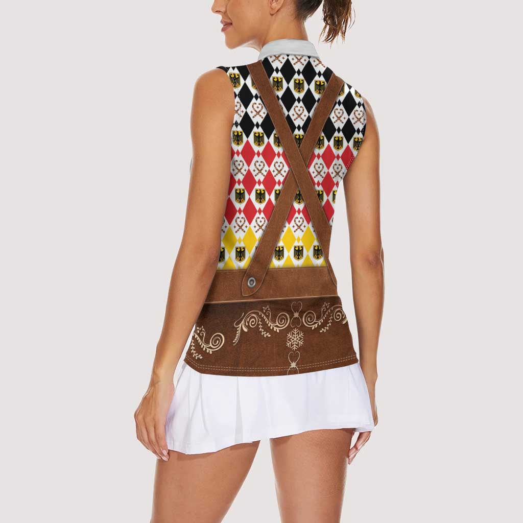 Germany Christmas Women Sleeveless Polo Shirt Lederhosen Xmas Style - Wonder Print Shop