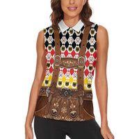 Germany Christmas Women Sleeveless Polo Shirt Lederhosen Xmas Style - Wonder Print Shop