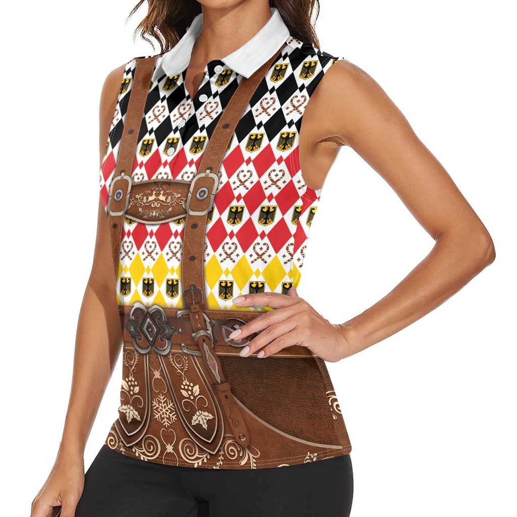 Germany Christmas Women Sleeveless Polo Shirt Lederhosen Xmas Style - Wonder Print Shop