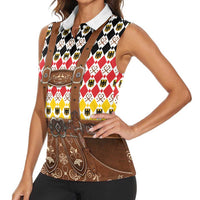 Germany Christmas Women Sleeveless Polo Shirt Lederhosen Xmas Style - Wonder Print Shop