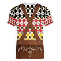 Germany Christmas Women V-Neck T-Shirt Lederhosen Xmas Style - Wonder Print Shop