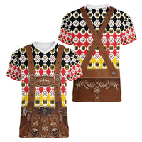 Germany Christmas Women V-Neck T-Shirt Lederhosen Xmas Style - Wonder Print Shop