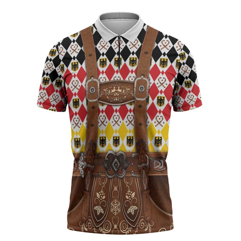 Germany Christmas Zipper Polo Shirt Lederhosen Xmas Style - Wonder Print Shop