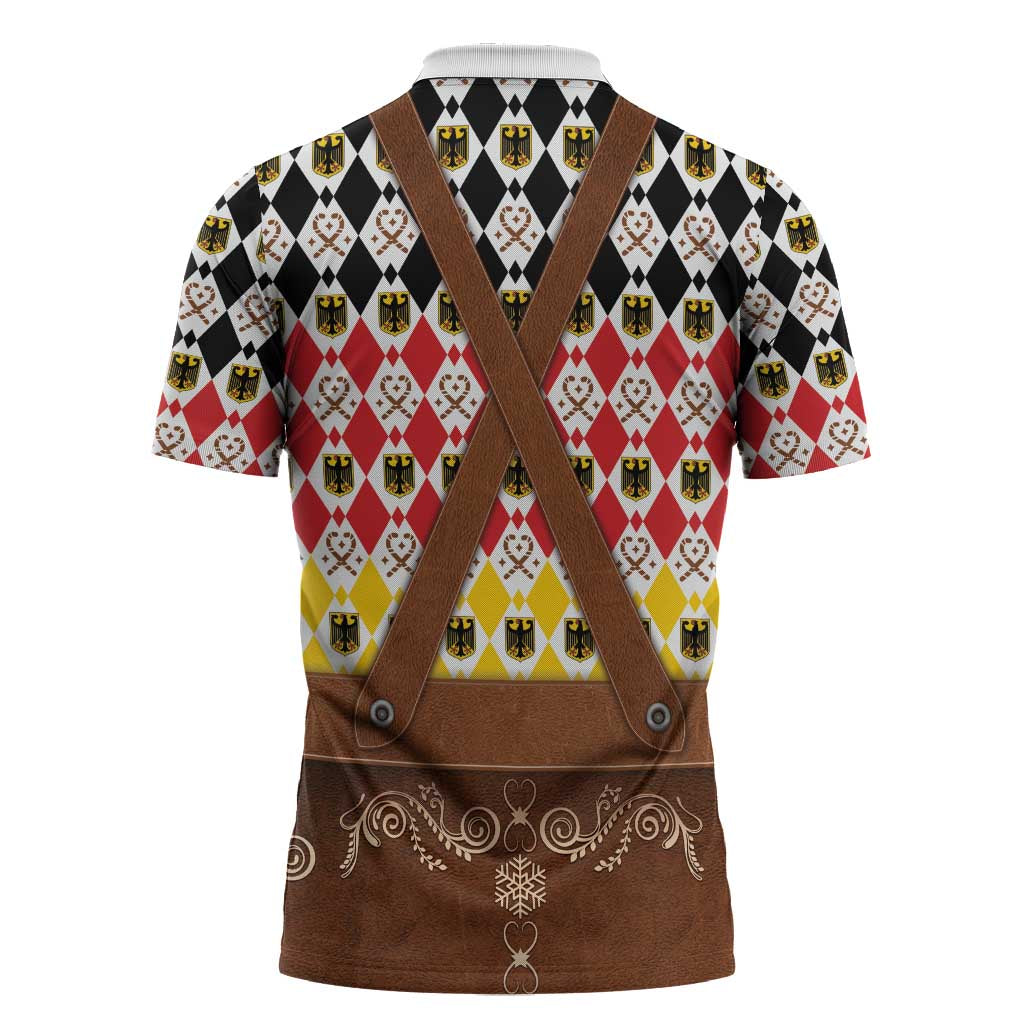 Germany Christmas Zipper Polo Shirt Lederhosen Xmas Style - Wonder Print Shop