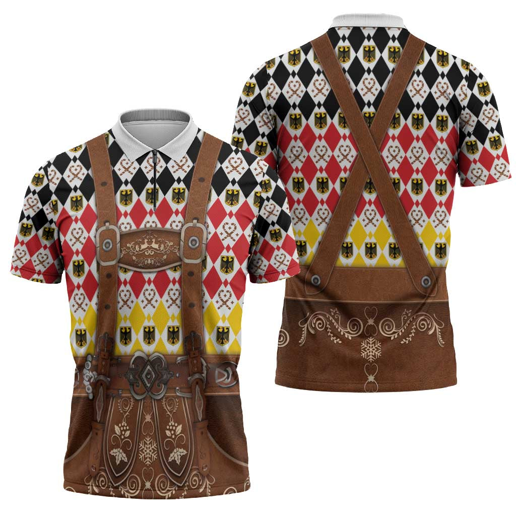 Germany Christmas Zipper Polo Shirt Lederhosen Xmas Style - Wonder Print Shop