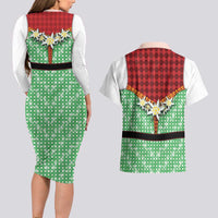 Germany Christmas Couples Matching Long Sleeve Bodycon Dress and Hawaiian Shirt Dirndl Xmas Style - Wonder Print Shop