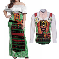 Germany Christmas Couples Matching Off Shoulder Maxi Dress and Long Sleeve Button Shirt Dirndl Xmas Style - Wonder Print Shop