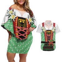 Germany Christmas Couples Matching Off Shoulder Short Dress and Hawaiian Shirt Dirndl Xmas Style - Wonder Print Shop
