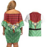 Germany Christmas Couples Matching Off Shoulder Short Dress and Hawaiian Shirt Dirndl Xmas Style - Wonder Print Shop