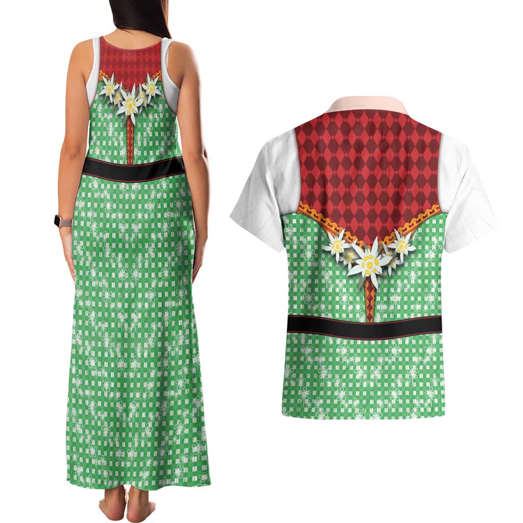 Germany Christmas Couples Matching Tank Maxi Dress and Hawaiian Shirt Dirndl Xmas Style - Wonder Print Shop