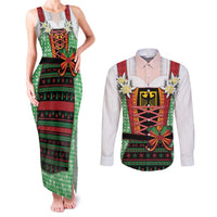 Germany Christmas Couples Matching Tank Maxi Dress and Long Sleeve Button Shirt Dirndl Xmas Style - Wonder Print Shop