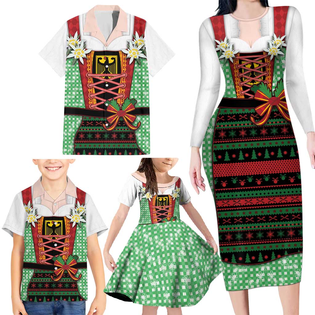 Germany Christmas Family Matching Long Sleeve Bodycon Dress and Hawaiian Shirt Dirndl Xmas Style - Wonder Print Shop