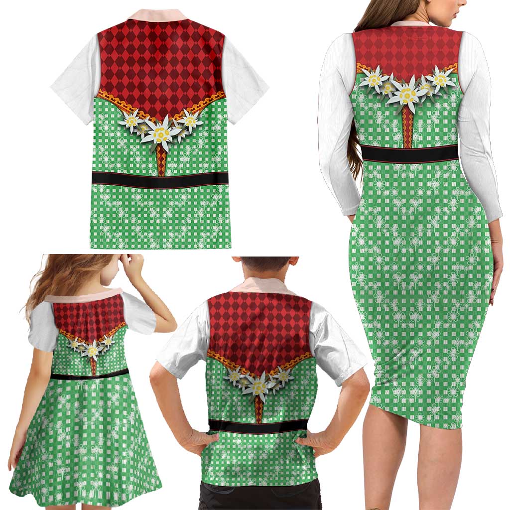 Germany Christmas Family Matching Long Sleeve Bodycon Dress and Hawaiian Shirt Dirndl Xmas Style - Wonder Print Shop