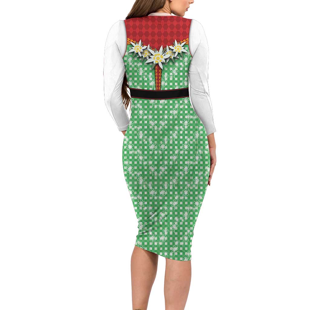 Germany Christmas Family Matching Long Sleeve Bodycon Dress and Hawaiian Shirt Dirndl Xmas Style - Wonder Print Shop