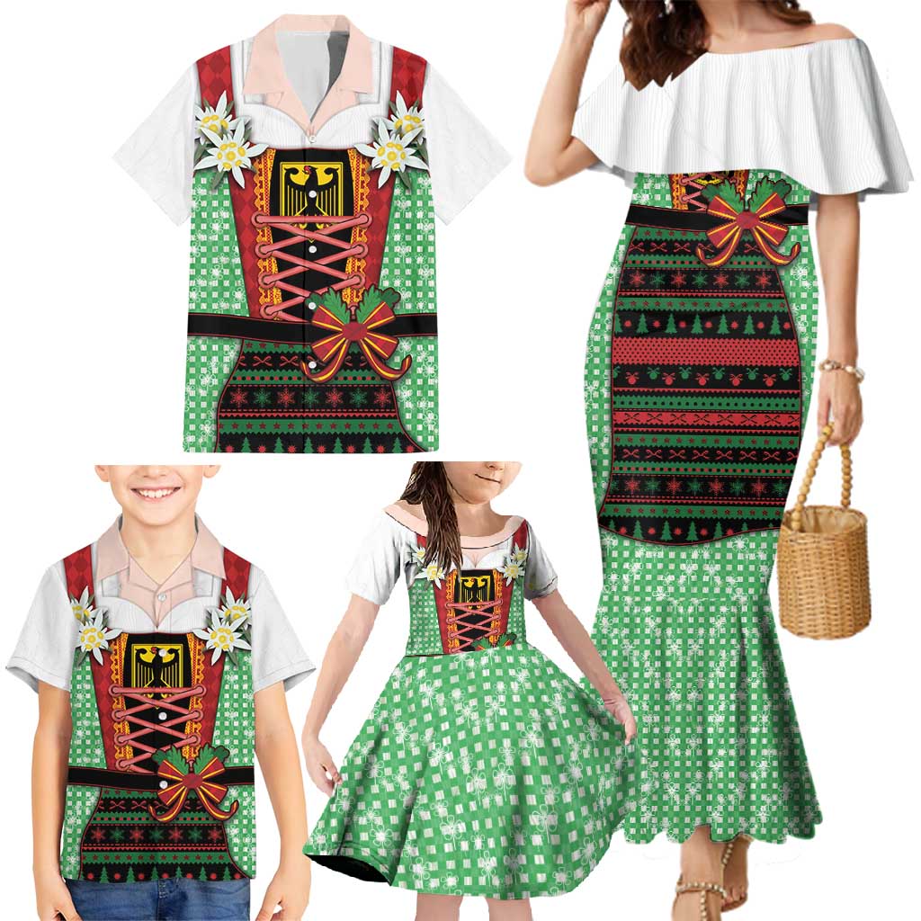 Germany Christmas Family Matching Mermaid Dress and Hawaiian Shirt Dirndl Xmas Style - Wonder Print Shop