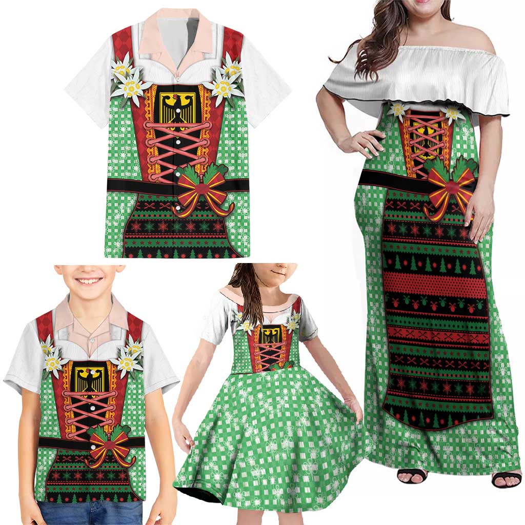 Germany Christmas Family Matching Off Shoulder Maxi Dress and Hawaiian Shirt Dirndl Xmas Style - Wonder Print Shop