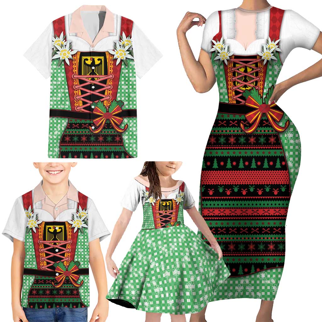 Germany Christmas Family Matching Short Sleeve Bodycon Dress and Hawaiian Shirt Dirndl Xmas Style - Wonder Print Shop