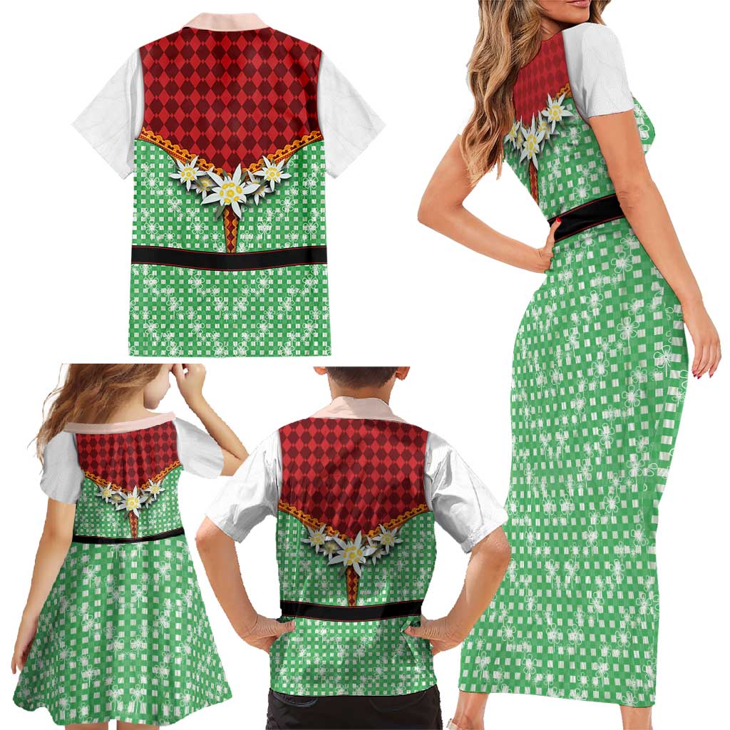 Germany Christmas Family Matching Short Sleeve Bodycon Dress and Hawaiian Shirt Dirndl Xmas Style - Wonder Print Shop