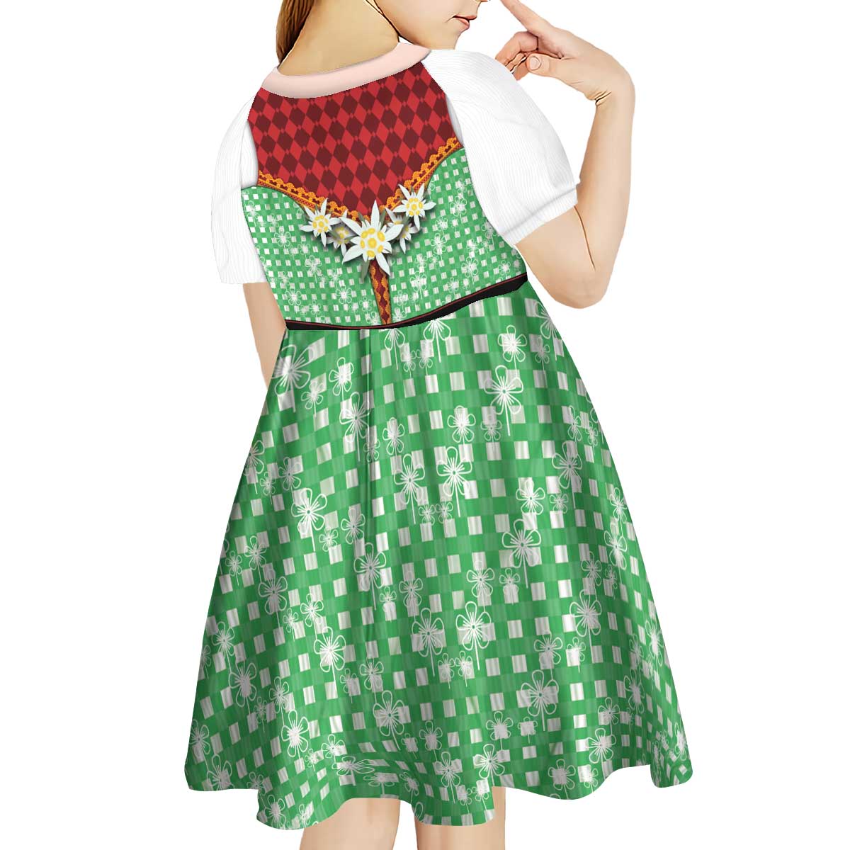 Germany Christmas Kid Short Sleeve Dress Dirndl Xmas Style - Wonder Print Shop