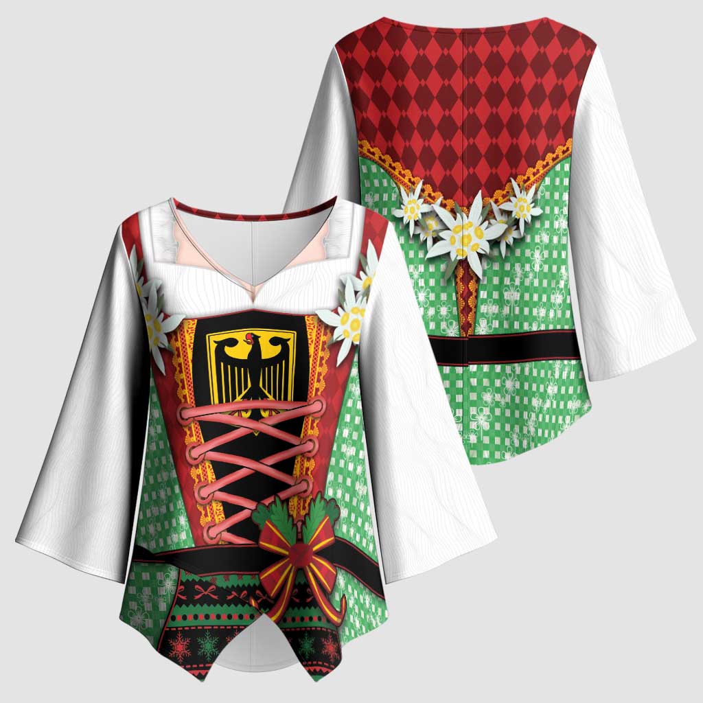 Germany Christmas Kimono Sleeve Blouse Dirndl Xmas Style - Wonder Print Shop