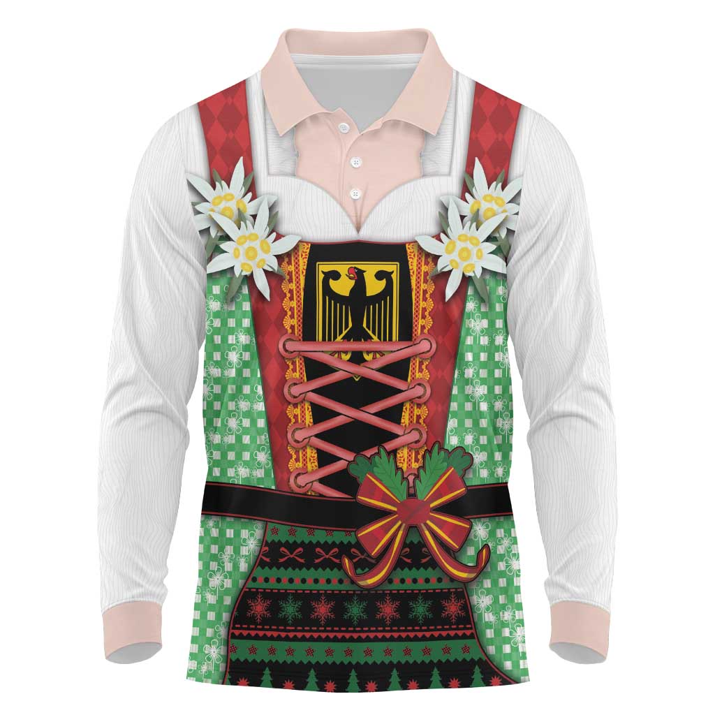 Germany Christmas Long Sleeve Polo Shirt Dirndl Xmas Style - Wonder Print Shop