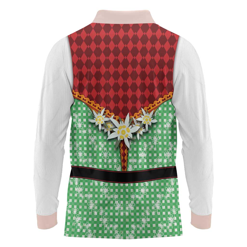 Germany Christmas Long Sleeve Polo Shirt Dirndl Xmas Style - Wonder Print Shop